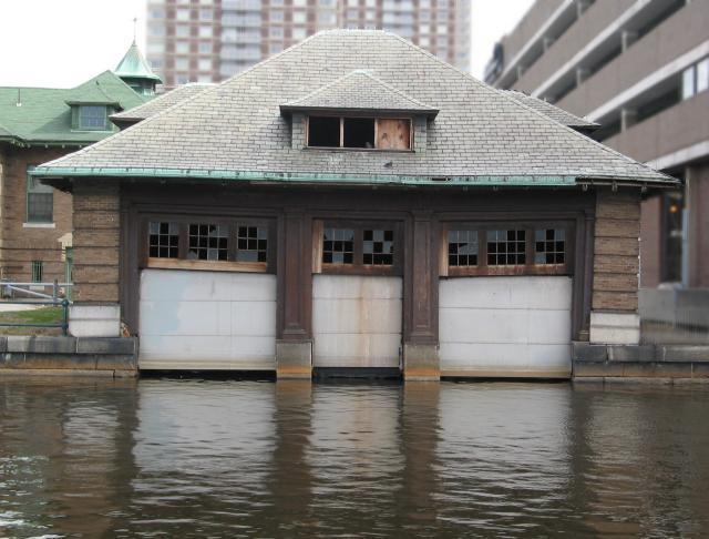 A boathouse near the Museum of Science in Boston