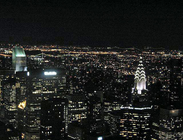 A view to the northwest from the Empire State Building at night