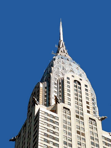 looking up at the top of the Chrysler Building