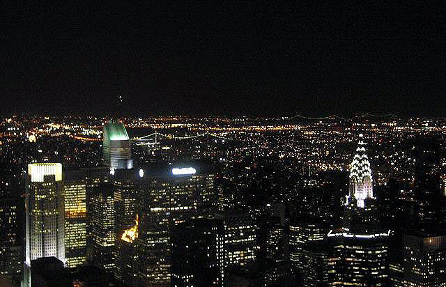 4 illuminated buildings in Manhattan