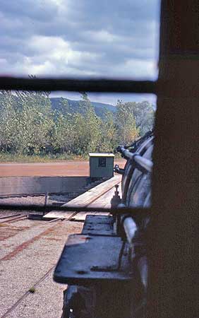 looking out of a cab at Steamtown