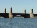 Longfellow bridge crosses the Charles River to link Boston and Cambridge