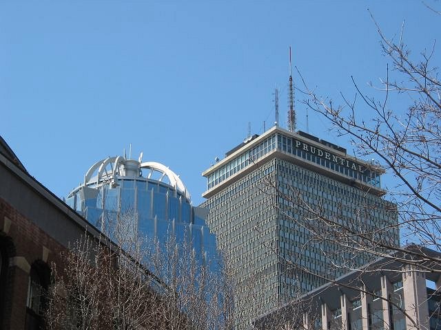 
111 Huntington Ave and the Prudential tower in Boston