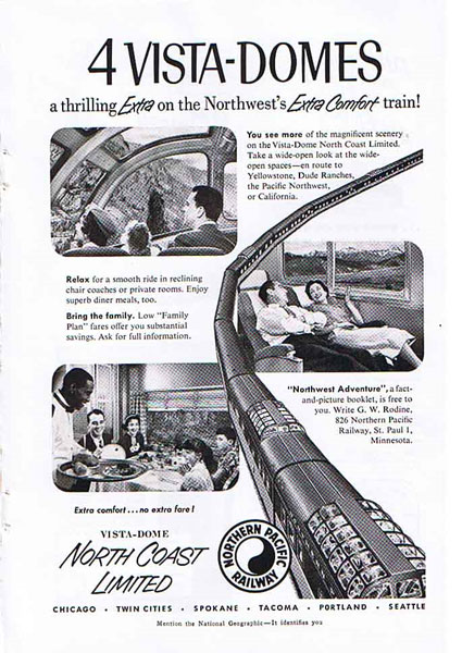 4 Vista-Domes on Northern Pacific North Coast Limited
