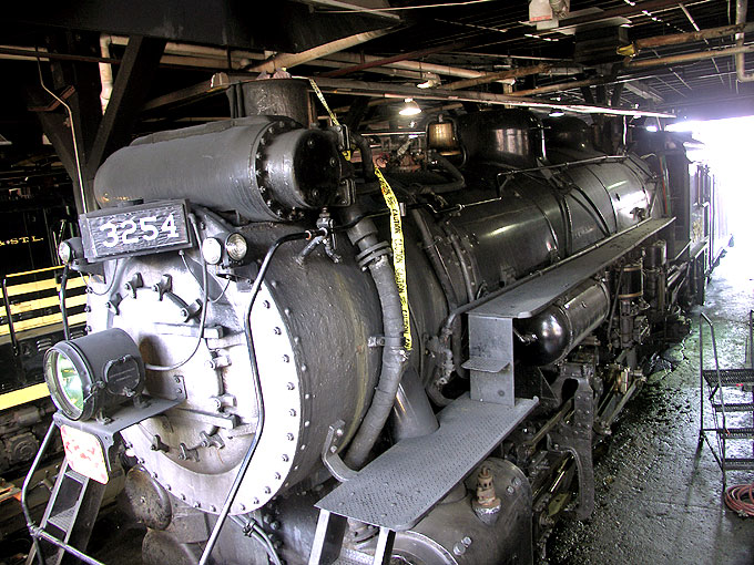 CNR 3254 in one of the roundhouse stalls at Steamtown