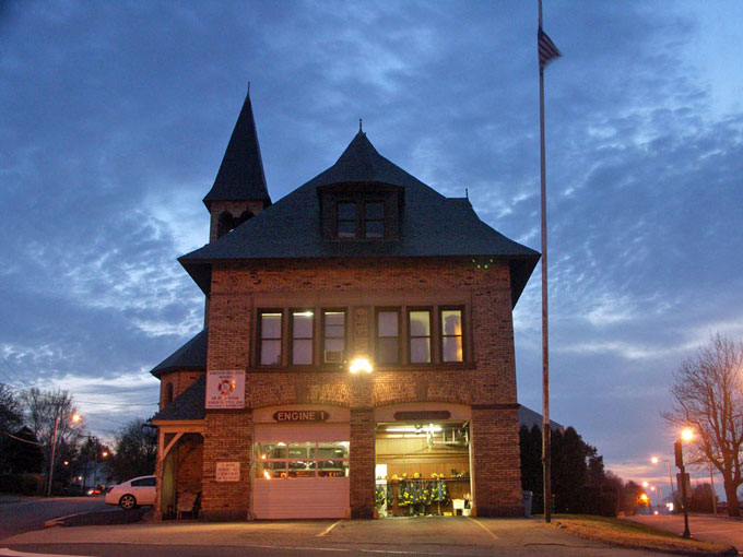 Night Photo of the Plantation Street Fire Station in Worcester